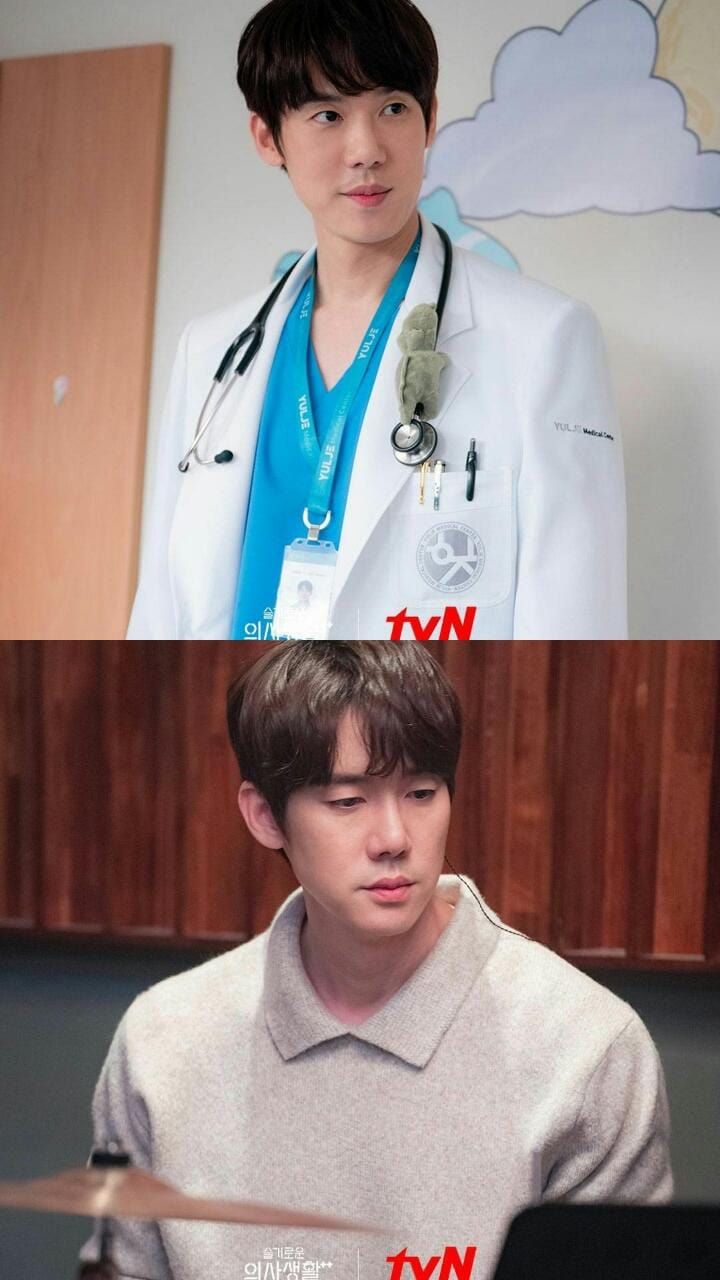 Still cut Jung Won di drama 'Hospital Playlist 2'./Kolase dari Instagram.com/@tvndrama.official
