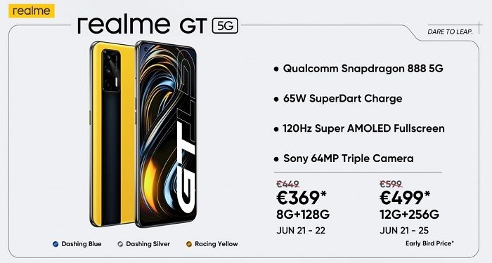 Harga smartphone Realme GT 5G di Eropa.