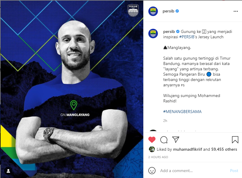 Hasil tangkap layar laman Instagram Persib Bandung