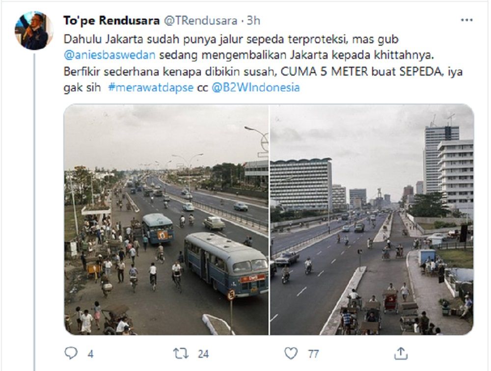 Jakarta Tempo Dulu, Ternyata Sudah Ada Jalur Khusus Sepeda dan Becak