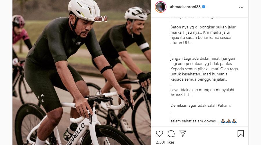Anggota Komisi III yang mengusulkan pembongkaran jalur sepeda DKI Jakarta, Ahmad Sahroni sempat dirinya menjadi sorotan.