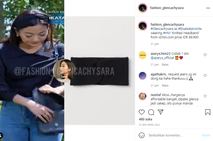 Unggahan salah satu akun Instagram yang memergoki Glenca Chysara saat gunakan bando berharga murah.