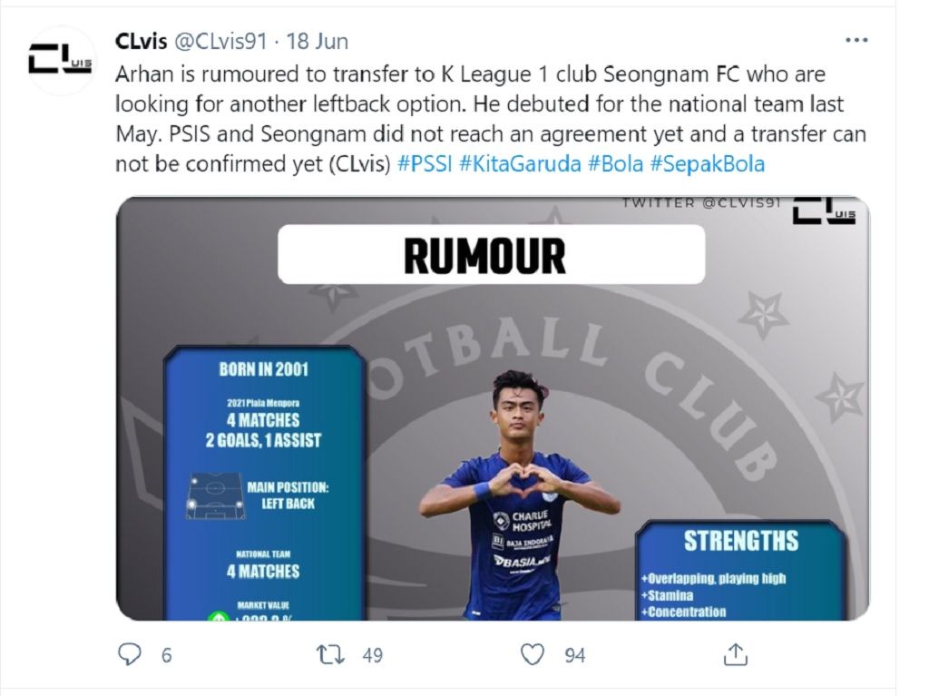 Pemain Muda PSIS Semarang Pratama Arhan Diisukan Pindah ke Klub Korea Selatan Seongnam FC