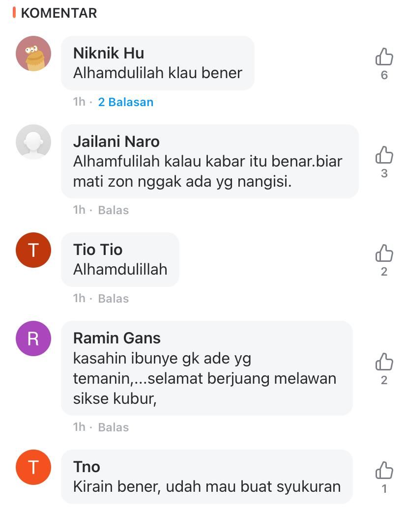 komentar netizen yang membenarkan Fadli Zon meninggal dunia