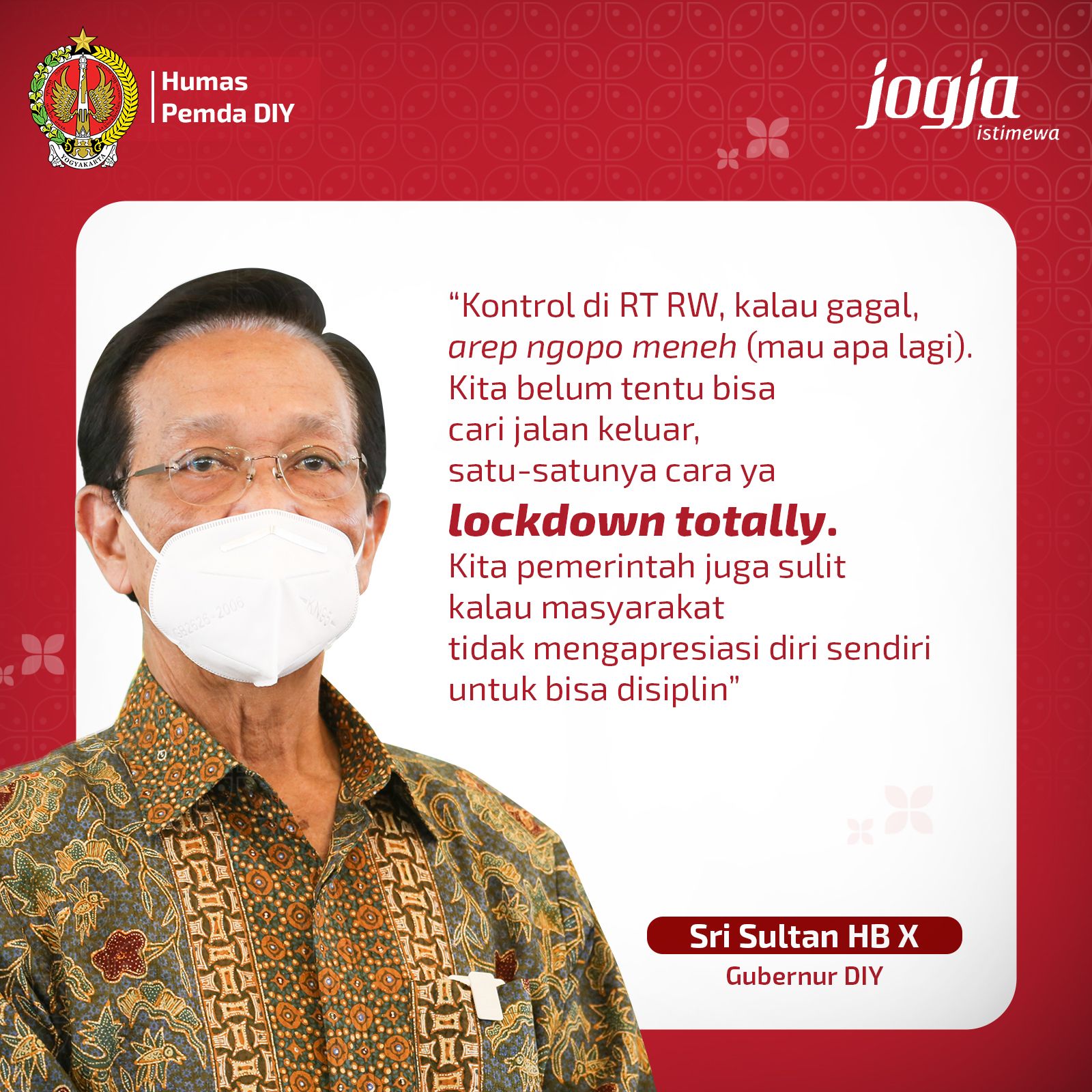 Jogja lockdown jadi wacana Sri Sultan karena tingginya kasus Covid-19