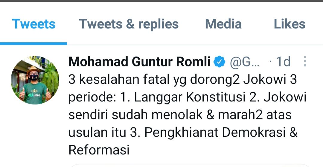 Cuitan Guntur Romli terkait Jokowi 3 periode