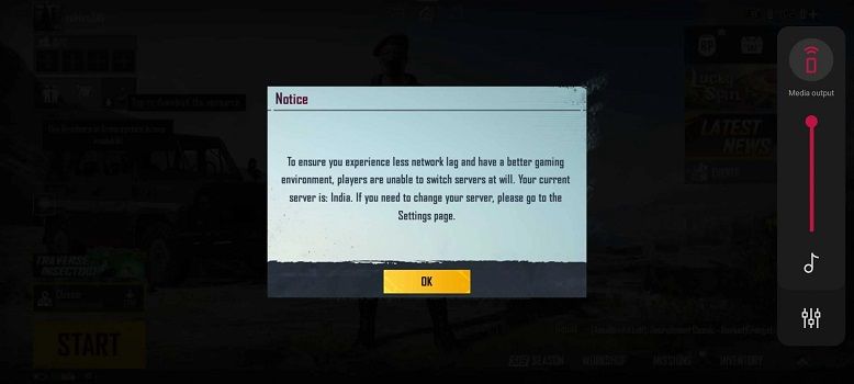 Pemain dapat mengubah server di pengaturan.