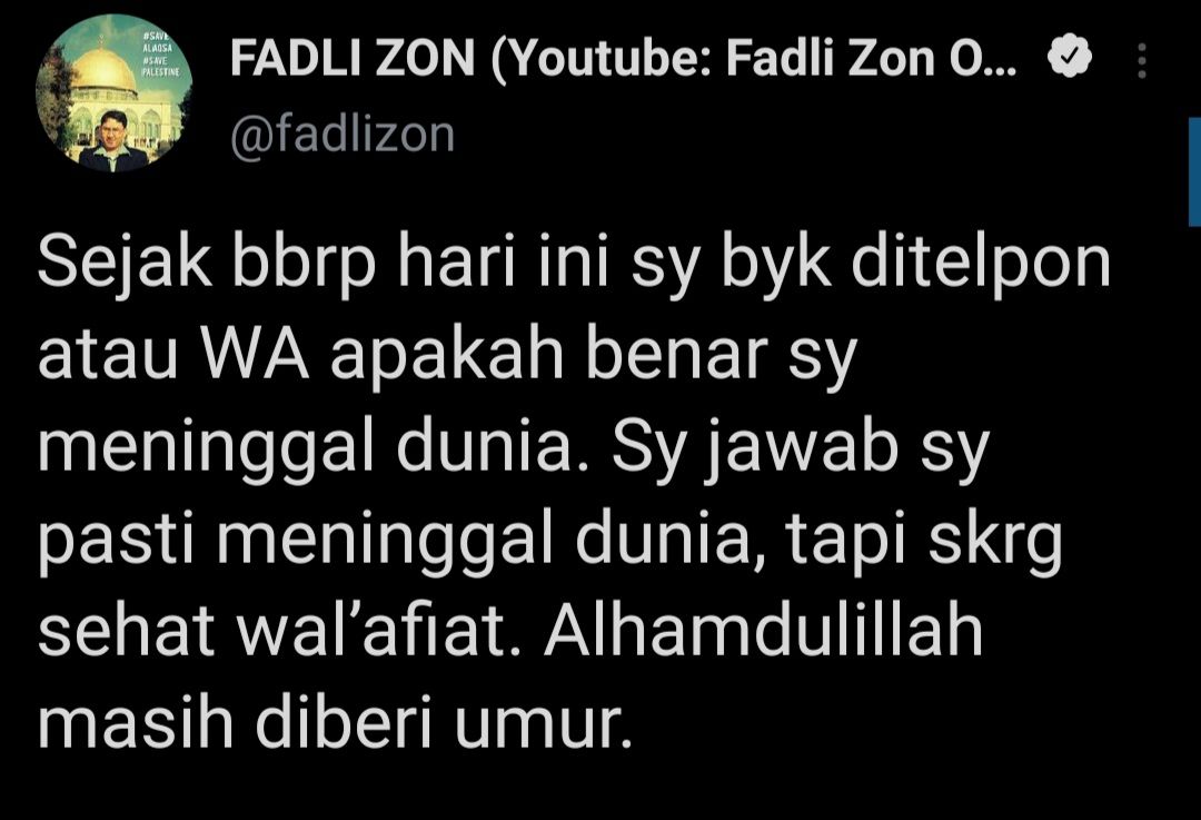 Fadli Zon menanggapi heboh kabar hoaks dirinya meninggal dunia.