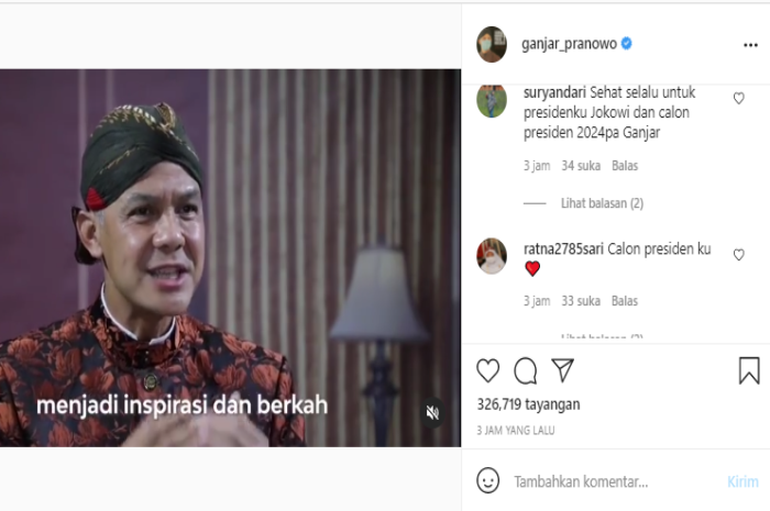 Unggahan Gubernur Jawa Tengah Ganjar Pranowo saat mengucapkan selamat ulang tahun kepada Presiden Jokowi.