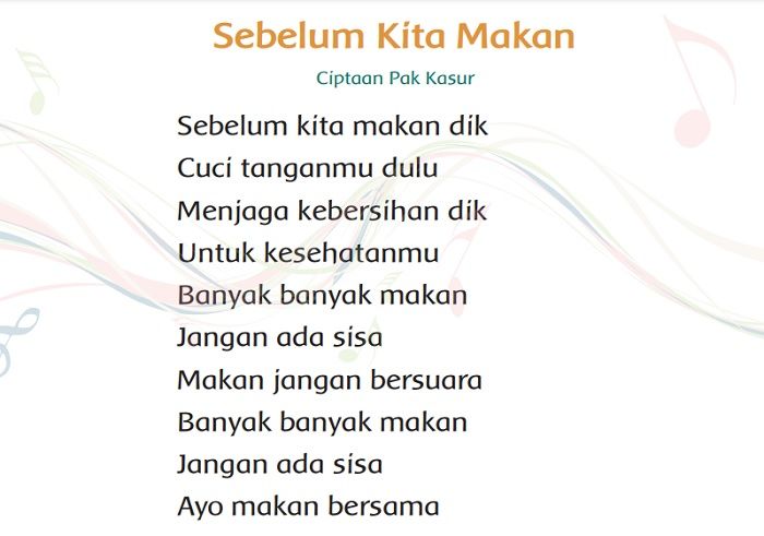 Sebutkan Apa Saja Kalimat Perintah Pada Syair Lagu Sebelum Kita Makan! Berikut Penjelasannya - Portal Purwokerto