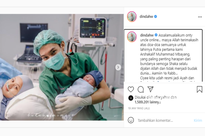 Unggahan Dinda Hauw pasca melahirkan anak pertamanya.