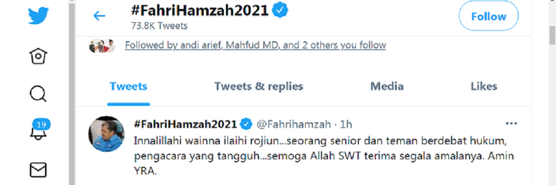 Selamat Jalan Selamanya,  Politisi Partai Gelora Fahri Hamzah Sampaikan Berita Duka Wafatnya Mohammad Assegaf
