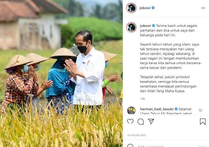 Presiden Joko Widodo (Jokowi) menyampaikan terima kasih dan mengaku tidak terbiasa merayakan ulang tahun.*