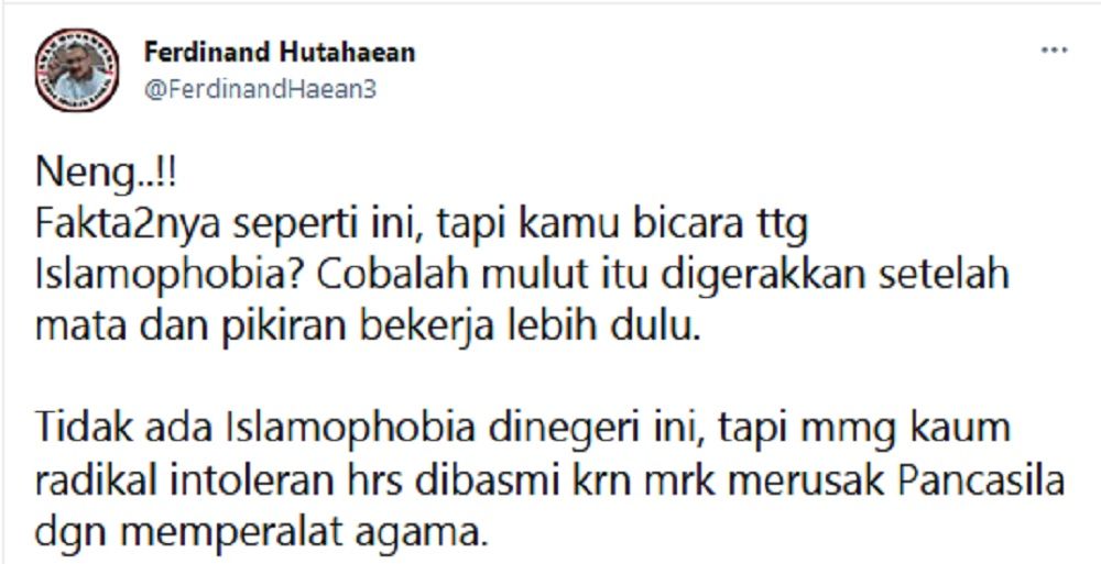 Ferdinand Bantah Annisa Pohan Soal Sebut Buzzer Islamophobia: Neng! Faktanya Seperti ini
