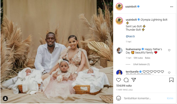 Hasil tangkap layar laman Instagram Usain Bolt