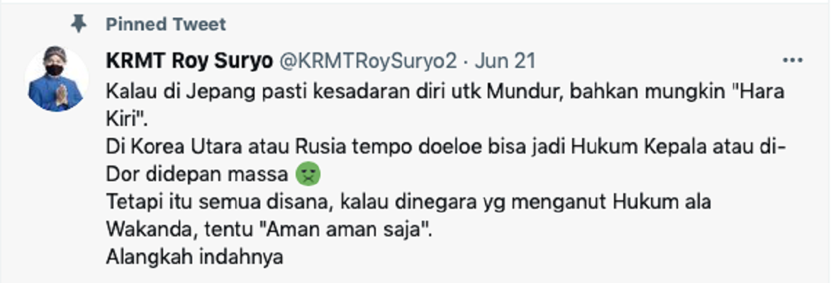 Roy Suryo menyoroti kabar yang menyebutkan bahwa Indonesia mengalami ‘Herd Stupidity’.