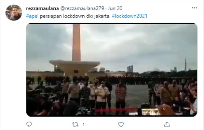 HOAKS - Video yang disebut sebagai apel persiapan lockdown Jakarta. Faktanya, apel menjelang persiapan PPKM Jakarta.*