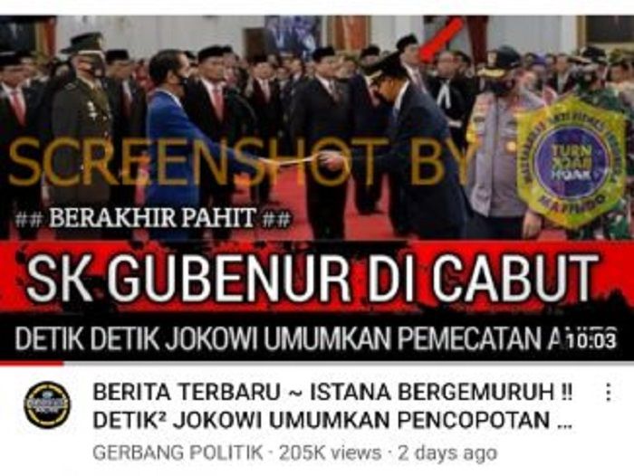 Beredar video yang mengklaim Presiden Jokowi mencabut SK Anies Baswedan sebagai Gubernur DKI Jakarta, cek faktanya./Dok. Mafindo