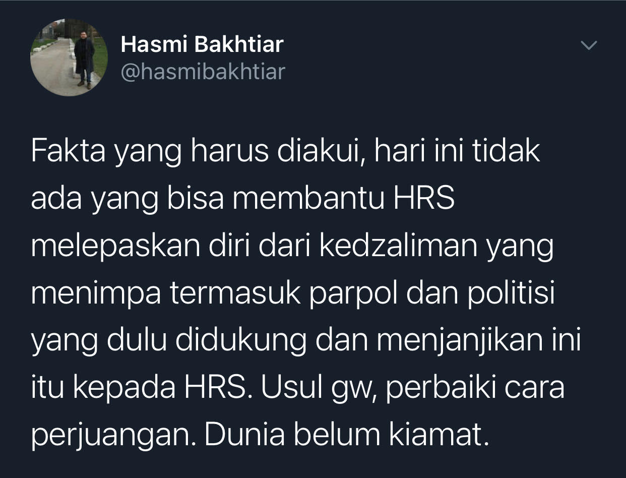 Hasmi Bakhtiar komentari putusan vonis 4 tahun penjara terhadap Habib Rizieq atas kasus tes usap di RS Ummi Bogor.