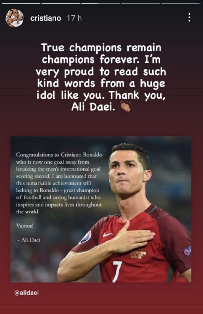 Tanggapan Cristiano Ronaldo untuk Ali Daei.