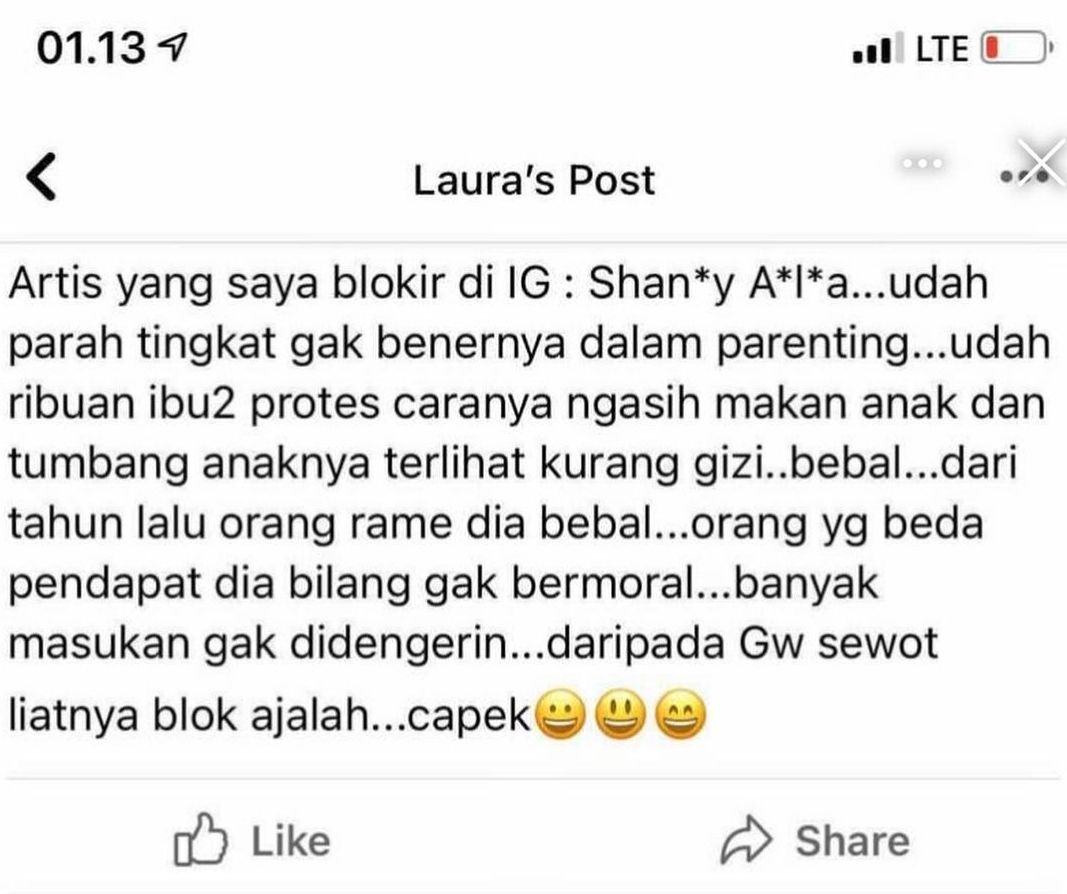 Haters bully anak Shandy Aulia