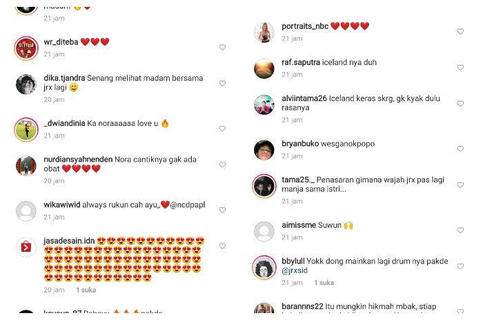 Komentar netizen yang mendoakan Jerinx SID dan Nora Alexandra segera mendapatkan momongan.