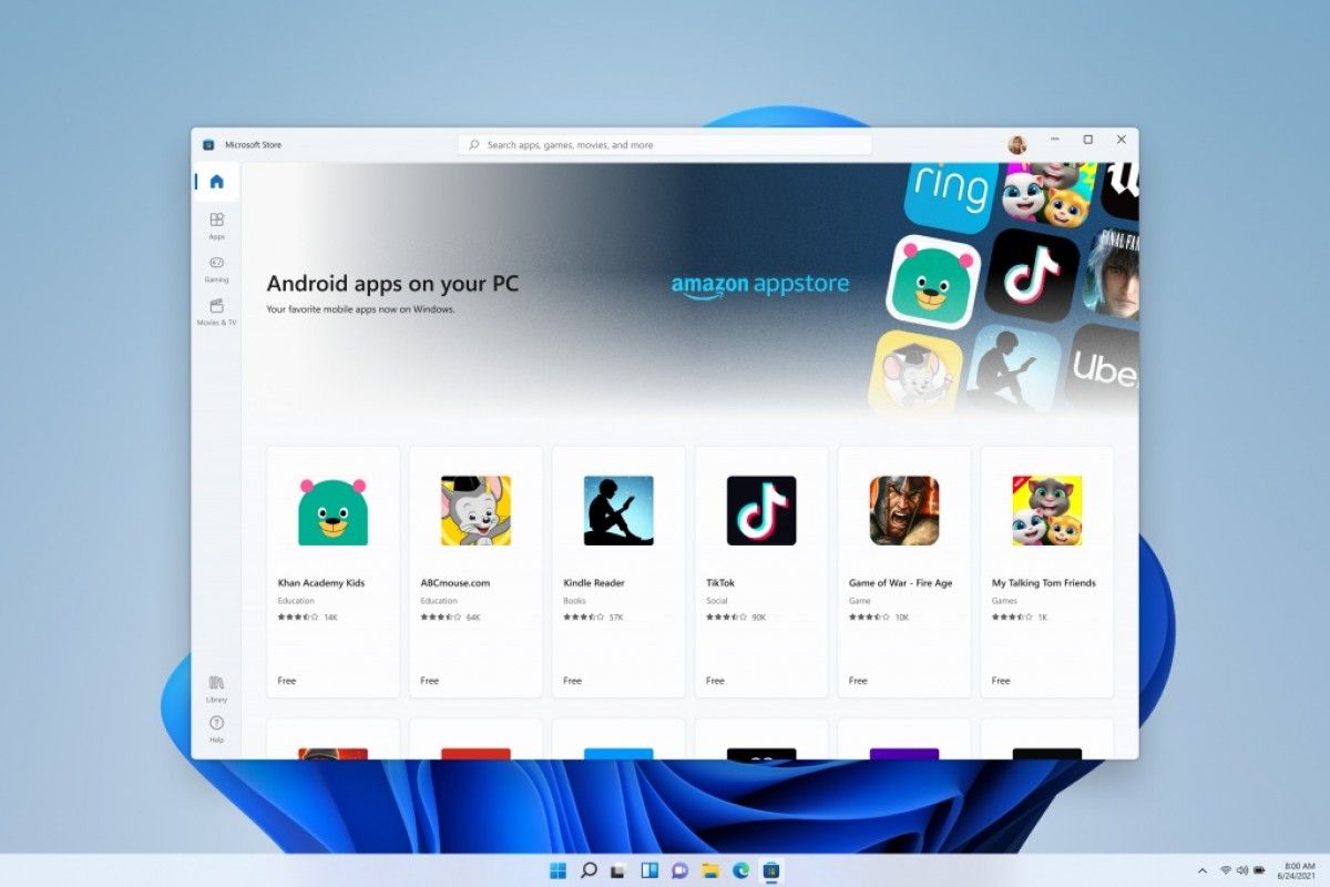 Tampilan Microsoft Store yang mendukung aplikasi Android.