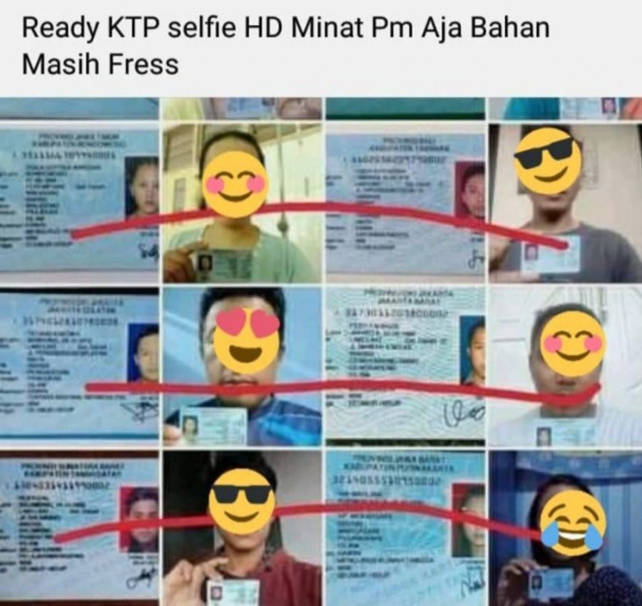 Penjualan KTP Selfie yang viral.