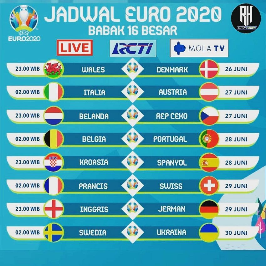 Jadwal 16 Besar Euro 2020