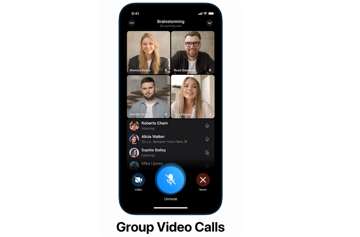 Fitur video call grup di telegram.