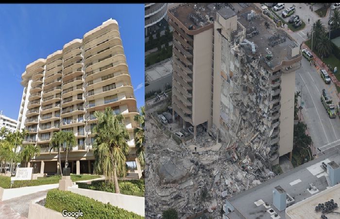 Ilustrasi kondominium runtuh di kota Miami, Florida, Amerika Serikat.  