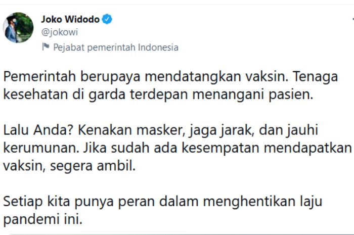 Cuitan Presiden Jokowi.*