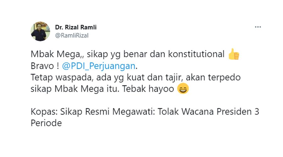 Keputusan Megawati untuk memberhentikan Jokowi selama tiga periode rupanya belum sampai ke level kader, beberapa kader masih melontarkan pernyataan liar mendukung Jokowi selama 3 periode.