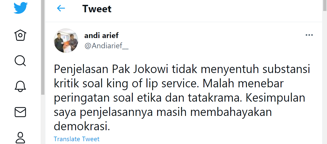 Jokowi Jawab Kritikan BEM UI Soal King of Lip Service, Andi Arief: Penjelasannya Masih Membahayakan Demokrasi