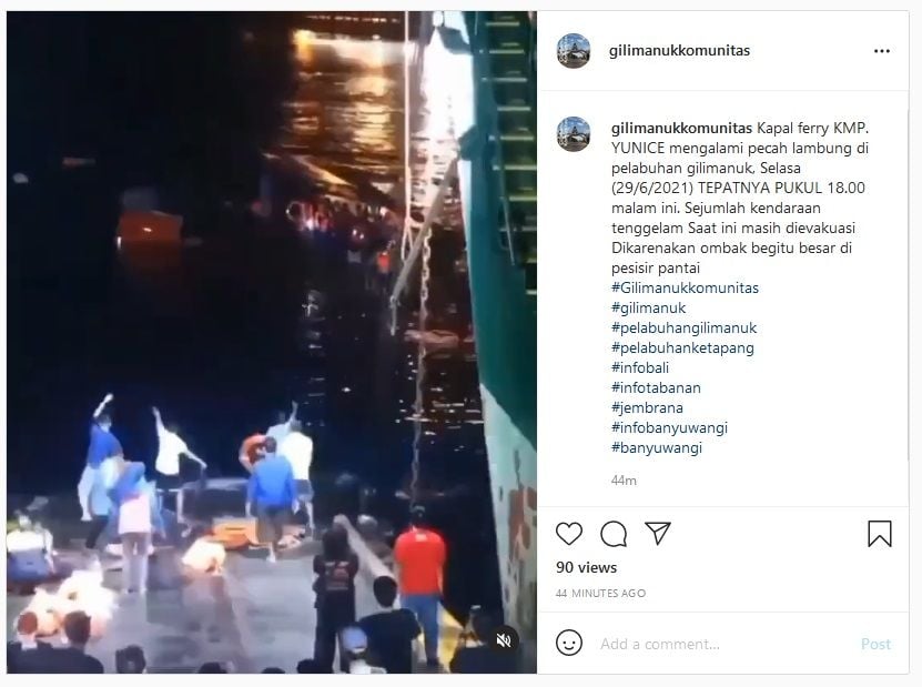 Breaking News: Kapal Ferry KMP Yunice Tenggelam di Pelabuhan Gilimanuk Bali