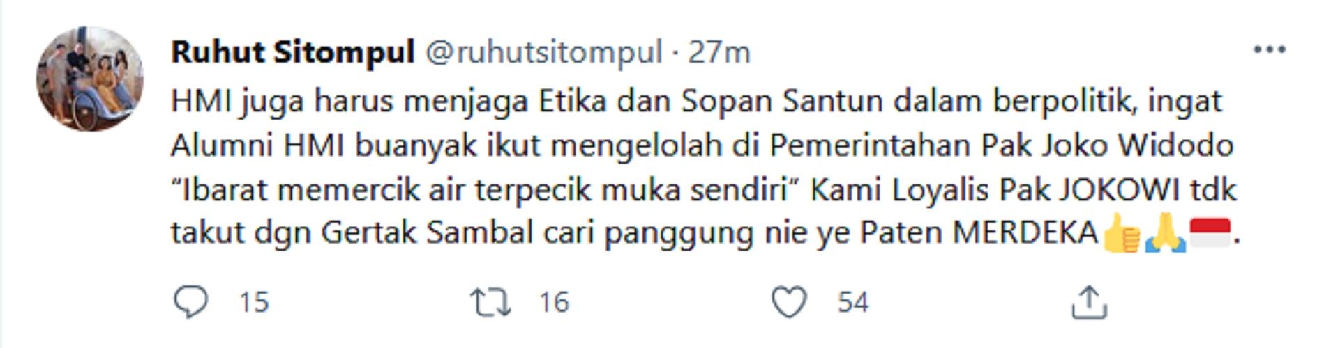 HMI Desak Jokowi Turun Tahta, Ruhut Sitompul: Alumni HMI Banyak di Pemerintahan, Kami Tak Takut