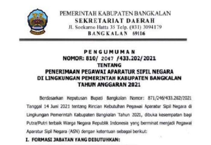 Alokasi Formasi Pppk Guru 2021 Kabupaten Bangkalan Paling Banyak Berikut Link Download Pdf Lengkapnya Portal Jember