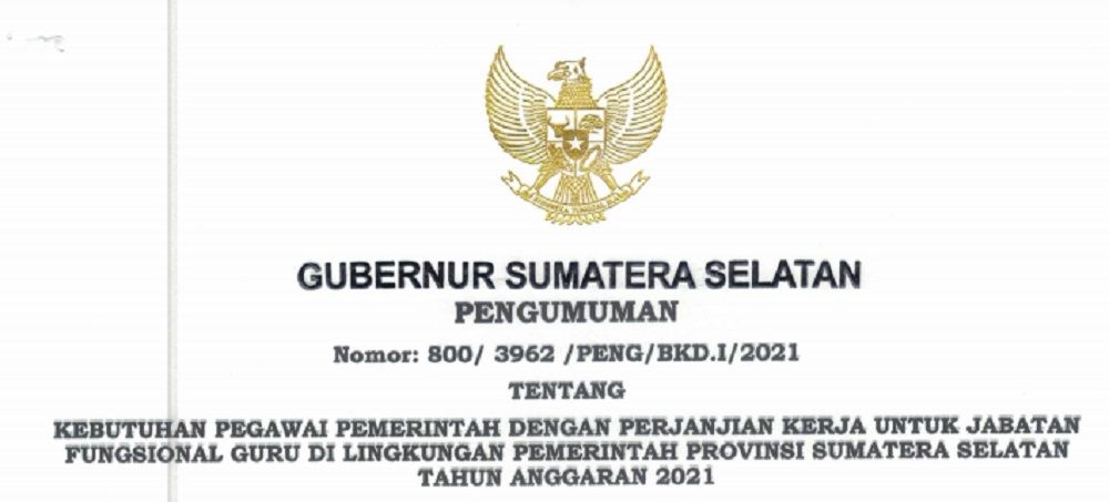 Link Download Pdf Formasi Cpns Dan P3k 2021 Pemprov Sumsel Ada Contoh Surat Pernyataan Tidak Pindah Jurnal Medan