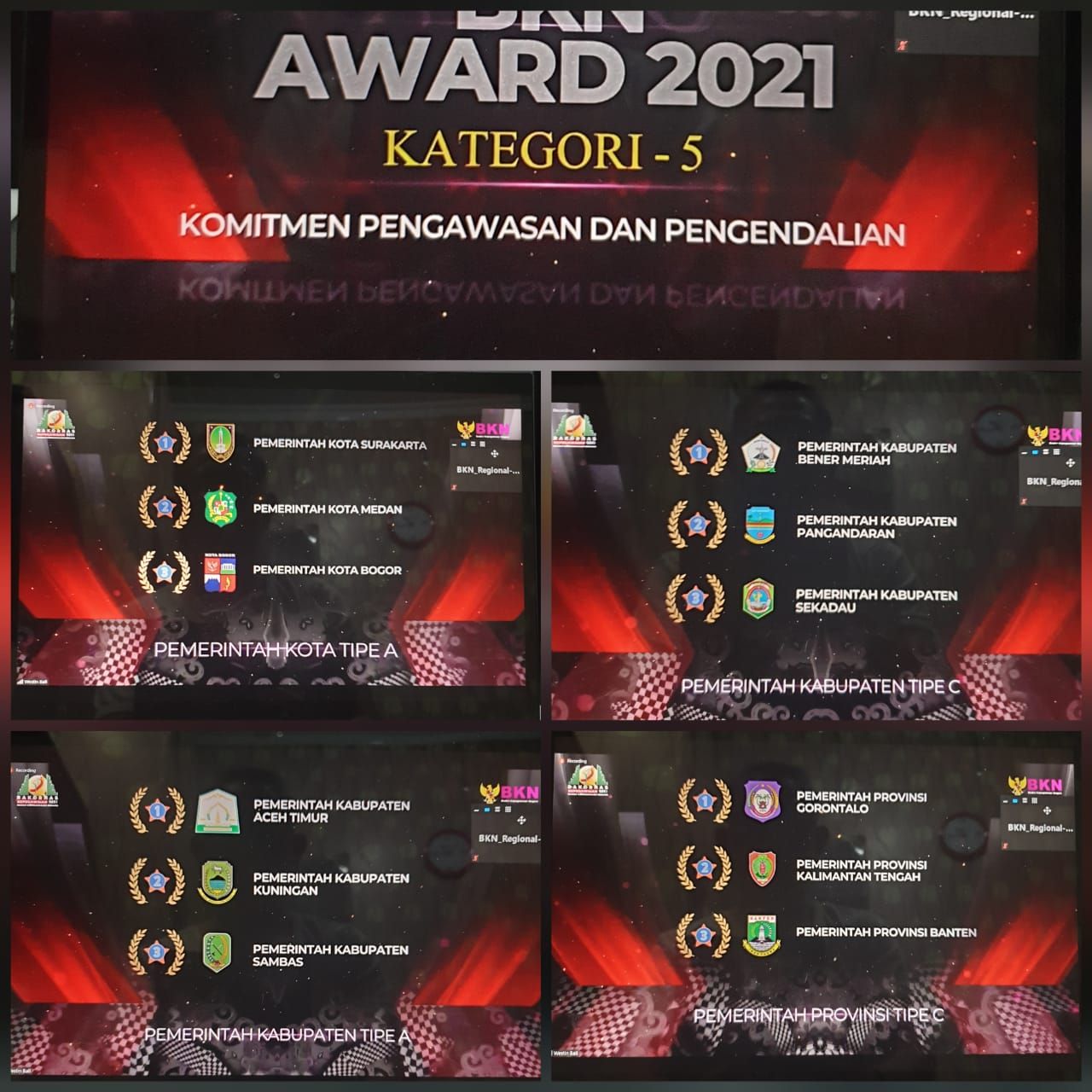 Juara 2 Kategori komitmen pengawasan dan pengendalian BKN Award 2021 