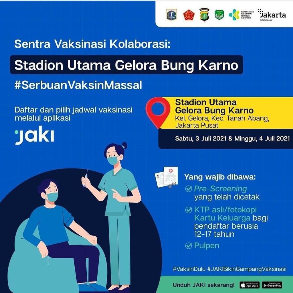 Serbuan Vaksin Massal di Stadion GBK, Jakarta, 3-4 Juli 2021