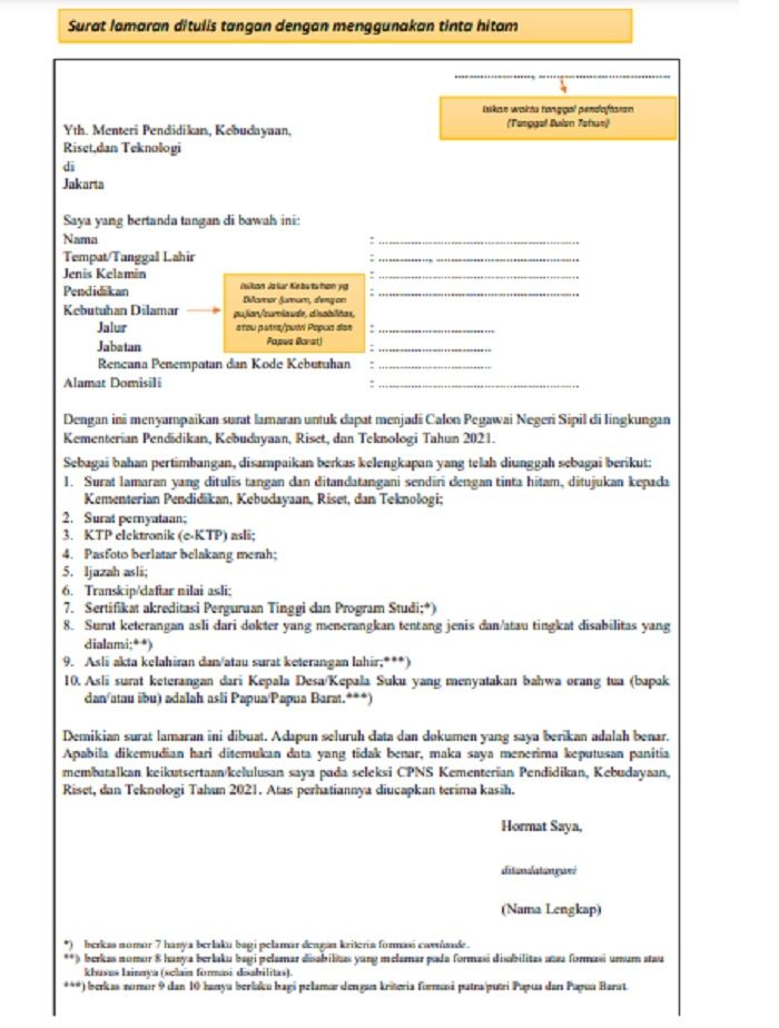 Contoh Format Surat Lamaran Cpns Kemdikbud 2021 Lengkap Dengan Surat Pernyataan Dan Link Download Jurnal Garut Halaman 3