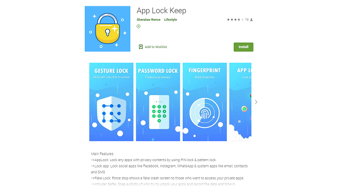 Aplikasi App Lock Keep.