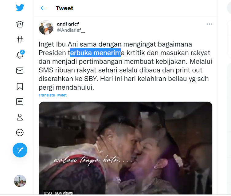 Mengenang Ultah Ani Yudhoyono, Andi Arief: Sama dengan SBY Terbuka Menerima Kritik dan Masukan Rakyat  