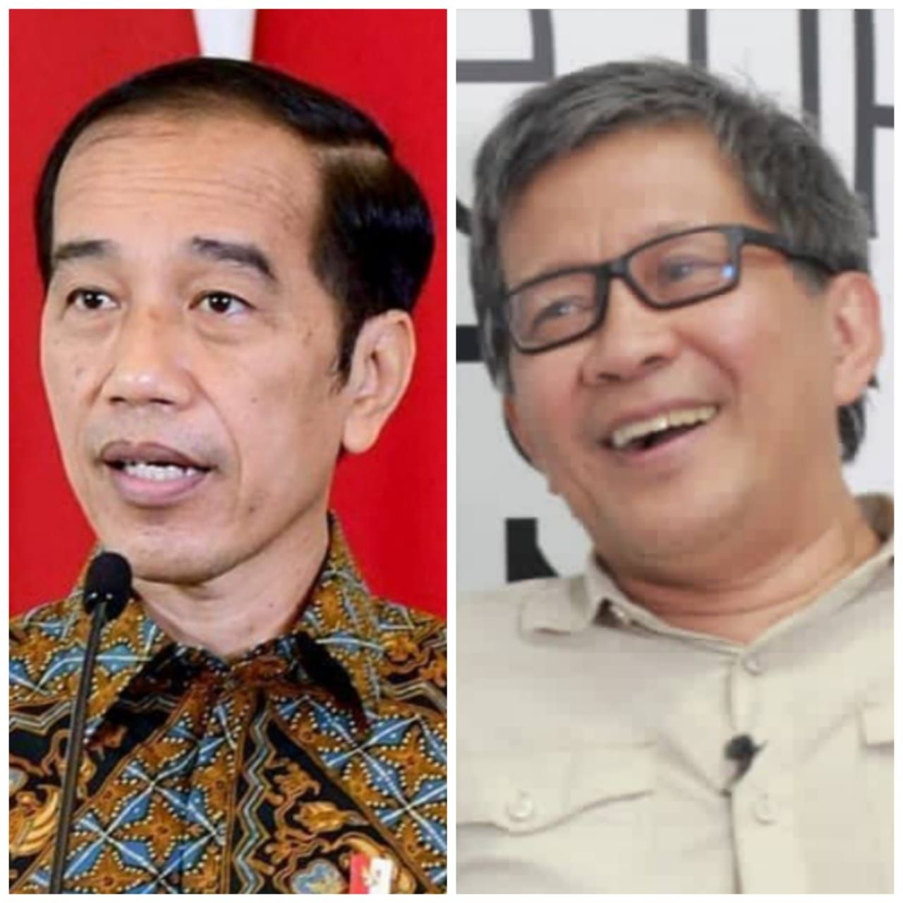 Kolase foto Presiden Jokowi dan Rocky Gerung