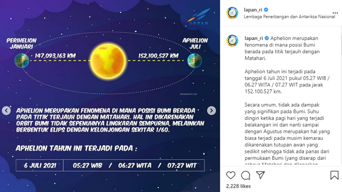 Fenomena Aphelion 6 Juli, Sampai Kapan Mempengaruhi Suhu Udara di