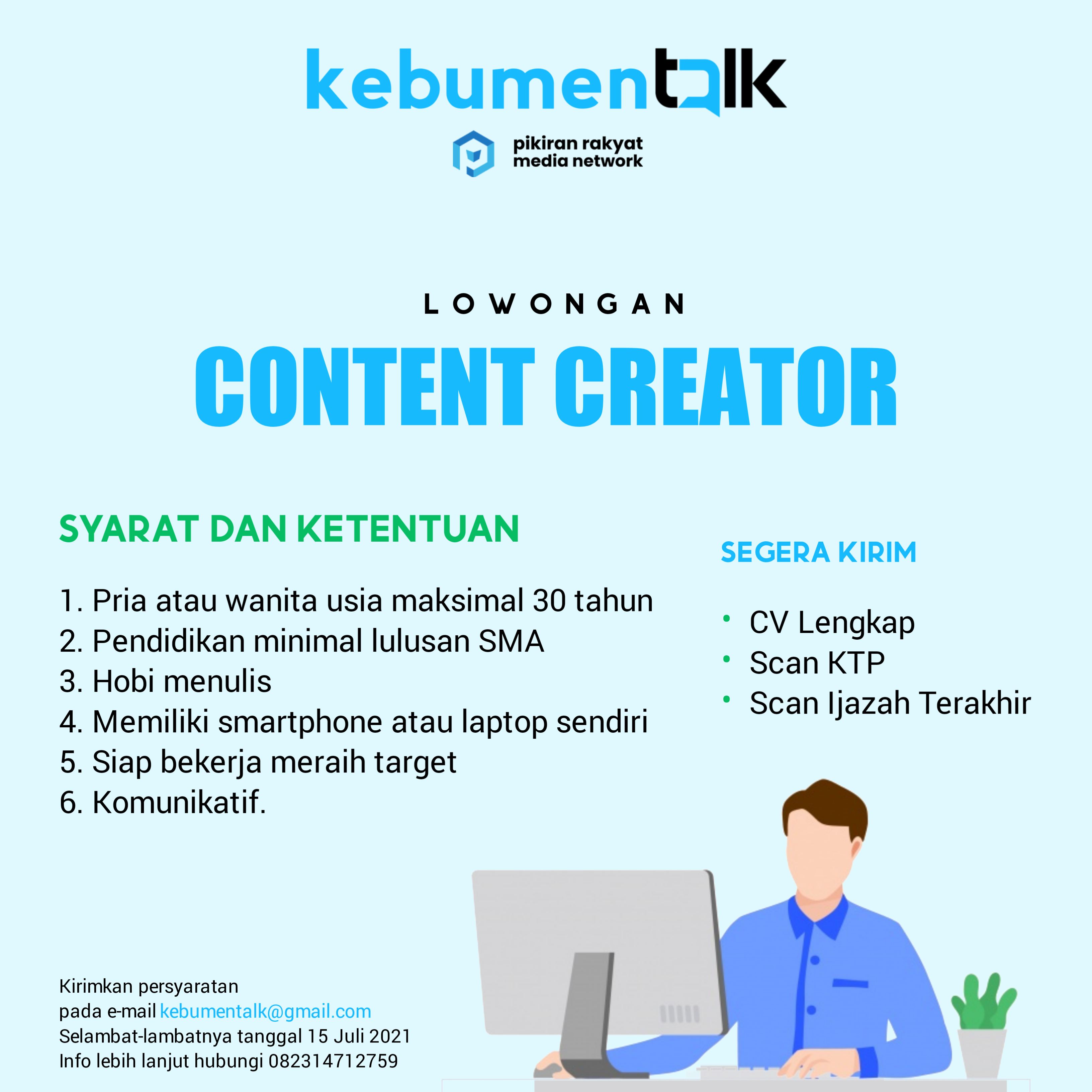 Lowongan Kerja Content Creator Kebumen Talk Bisa Bekerja Dari Mana Saja Kebumen Talk