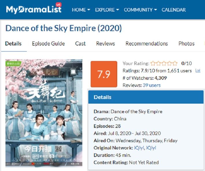 Dance of the Sky Empire (2020) Xu Kai berperan sebagai Li Xuan