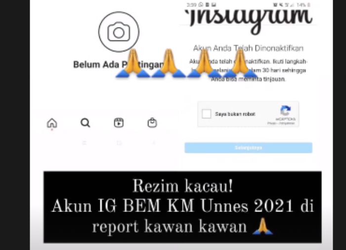 Akun Instagram BEM KM Unnes diam-diam menghilang setelah menjuluki Wakil Presiden Ma'ruf Amin dengan The King of Silence.