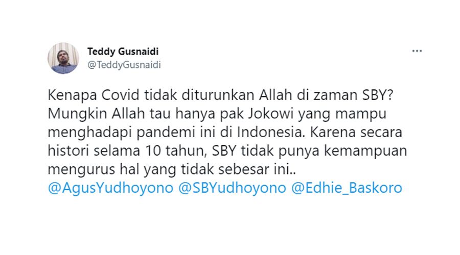 Teddy Gusnaidi Mengungkap Alasan Mengapa Pandemi Covid-19 Tidak Terjadi Saat SBY Jadi Presiden