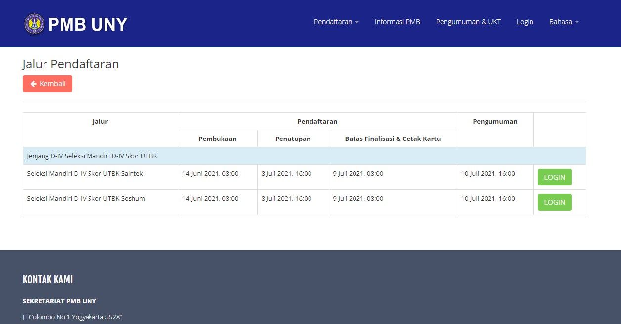 Cara Cek Pengumuman Seleksi Mandiri SM UNY Jalur Skor UTBK 2021 16.00